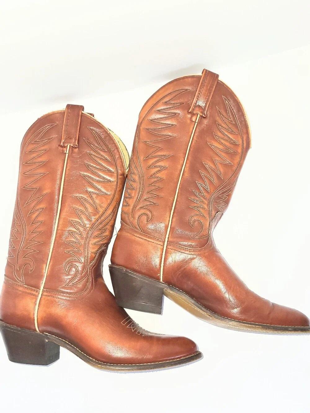Vintage acme Cowboy Boots 1970's Genuine Leather Western Flame 7 C - Picture 1 of 16